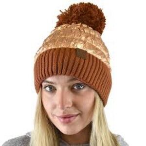 C.C Shiny Gold and Brown Beanie